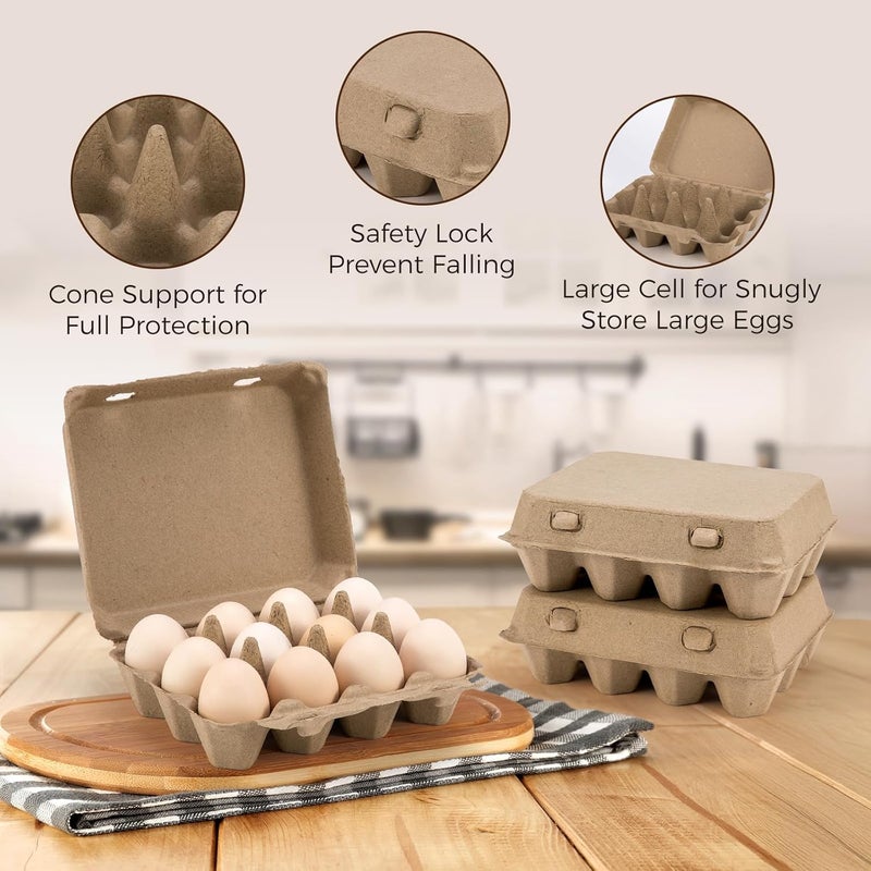 CINPIUK 50 Pack Egg Cartons, 3x4 Style Paper Pulp Egg Trays, Sturdy & Reusable Egg Holder 12 Count Dozen Chicken Egg Storage Tray for Farmers, Home Use & Transport - Image 4